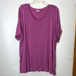 Avenue Women's Pink Crew Neck Short Sleeve Soft Stretch Top SIZE 26 28 PLUS SIZE